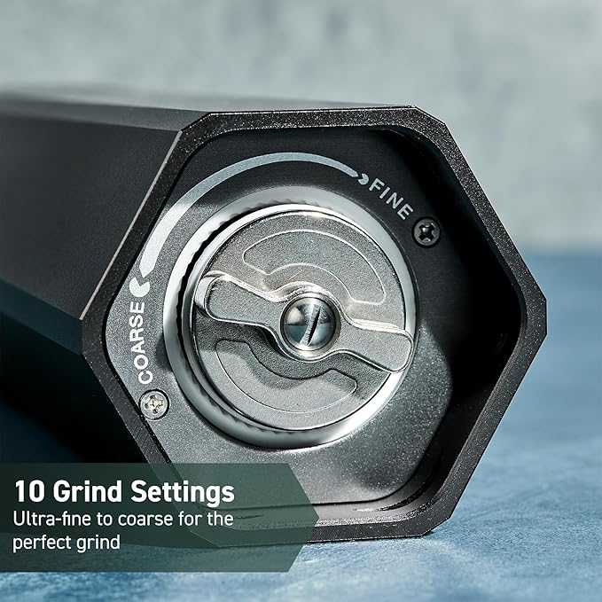 HexClad HexMill Salt Grinder, Professional Grade Heavy-Duty, Refillable, Aluminum Gunmetal Gray, Adjustable Ten Grind Settings