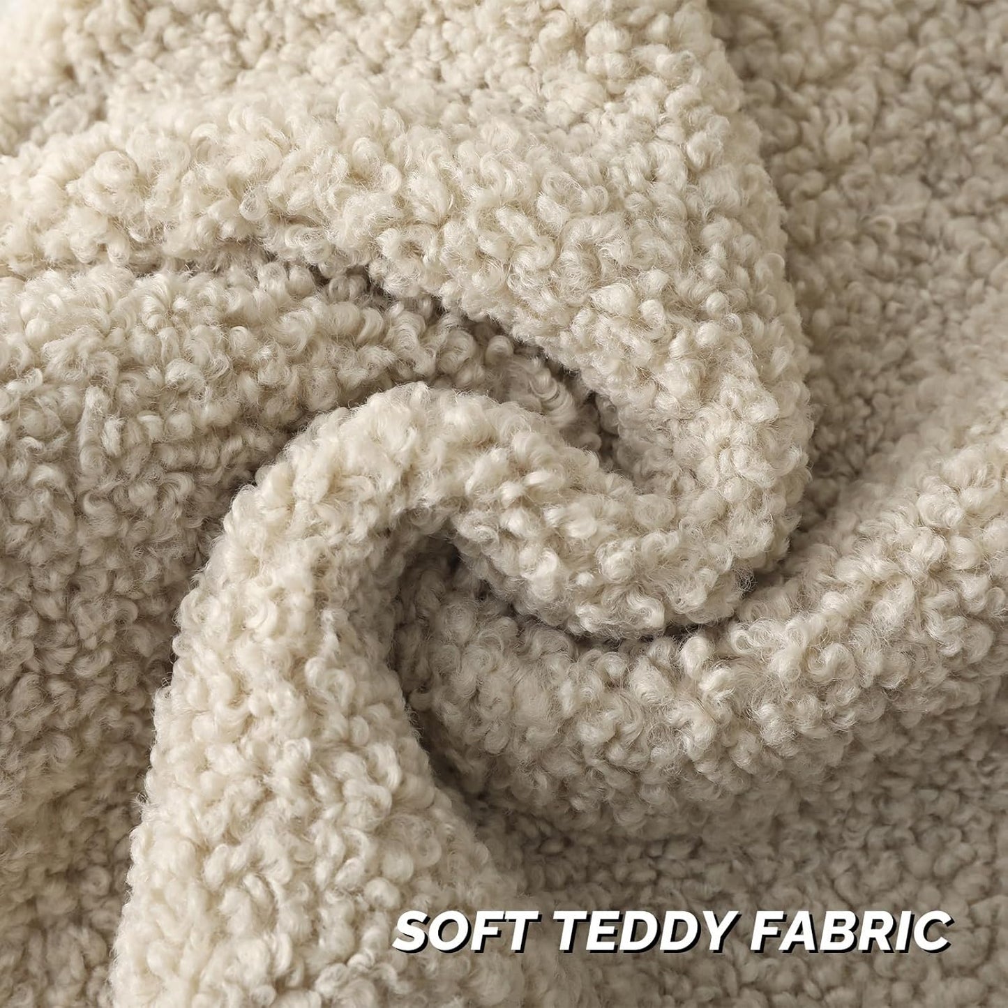 FUTEI Beige Throw Pillow Covers 20x20 Inch Set of 2,Furry Faux Fur Teddy Boucle Textured Cushion Covers,Soft Fluffy Decorative Pillow Case,Home Decor for Couch Bed Living Room Office Car