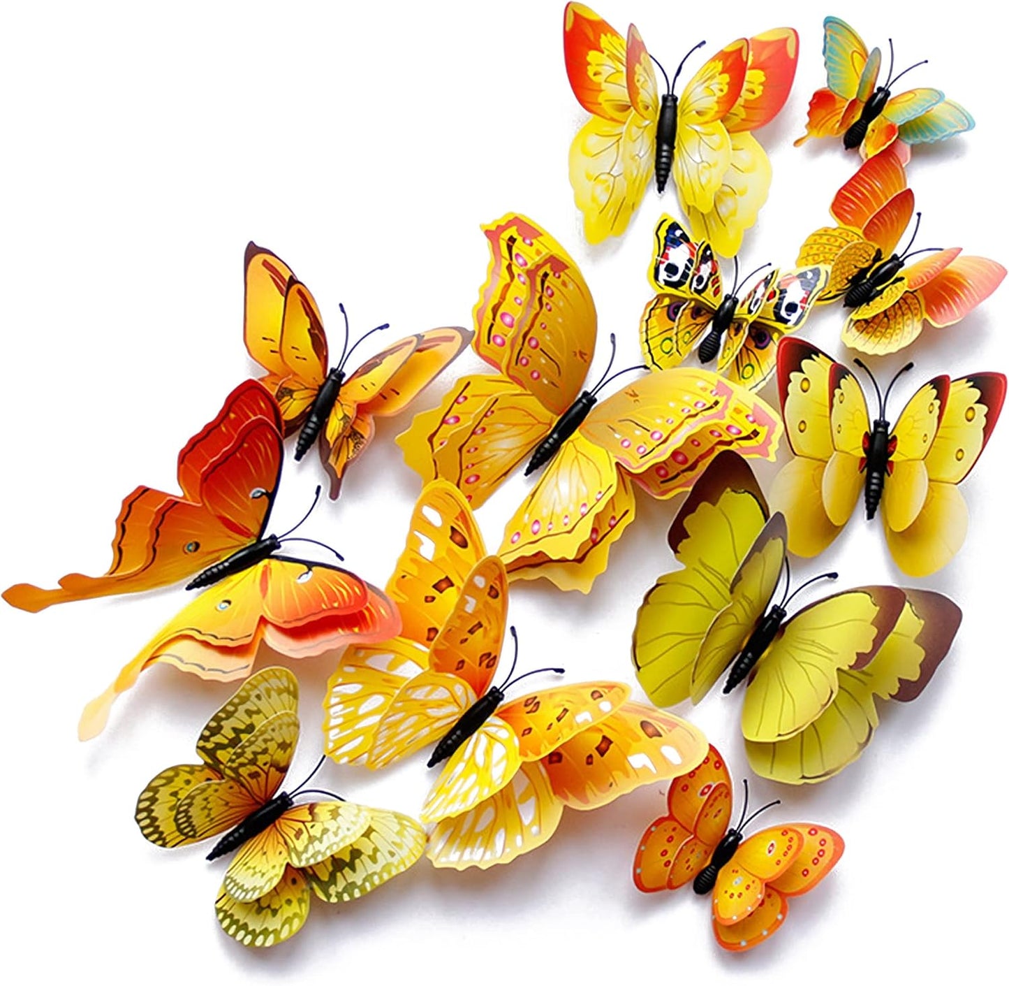 Butterfly Wall Decor 24/48 PCS, 3D Butterflies Stickers for Party Decorations with Magnets (Gold, 48)