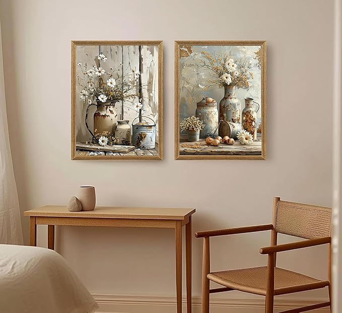 Rustic Farmhouse Daisy Flower Canvas wall art Vintage Country Floral Poster Print Artwork Modern Still Life Nature Botanical Wall Decor for Bedroom, Living Room Bathroom Scene Furniture Decoration