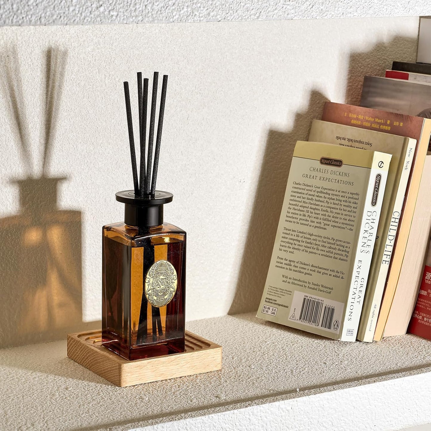 M&SENSE 6.3 oz Large Reed Diffuser Set | Under The Fig Scent Home Oil Diffuser with Sticks | Hotel Collection Non-Toxic Essential Oil |for Bedroom Bathroom Living Room