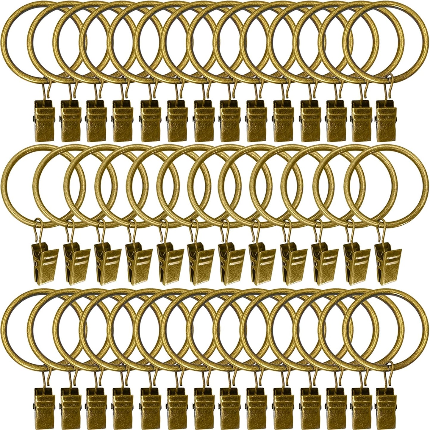 40 Pack Metal Curtain Rings with Clips, Drapery Clips Hooks, Decorative Curtain Rod Clips 1.5 in Interior Diameter, Antique Bronze