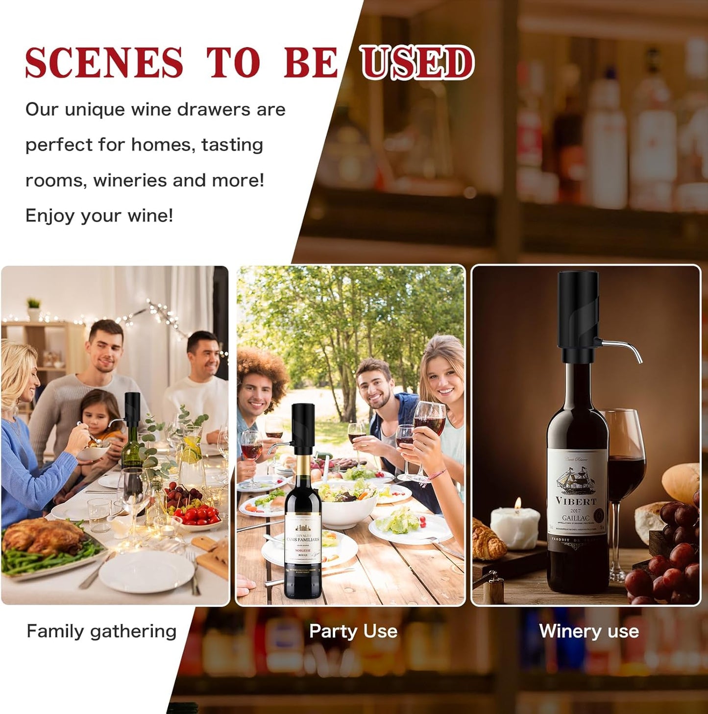 Electric Wine Aerator Pourer with USB Rechargeable, Automatic Wine Bottle Dispenser Machine and Multi-Smart Wine Decanter, Perfect Wine Gifts for Wine Lovers