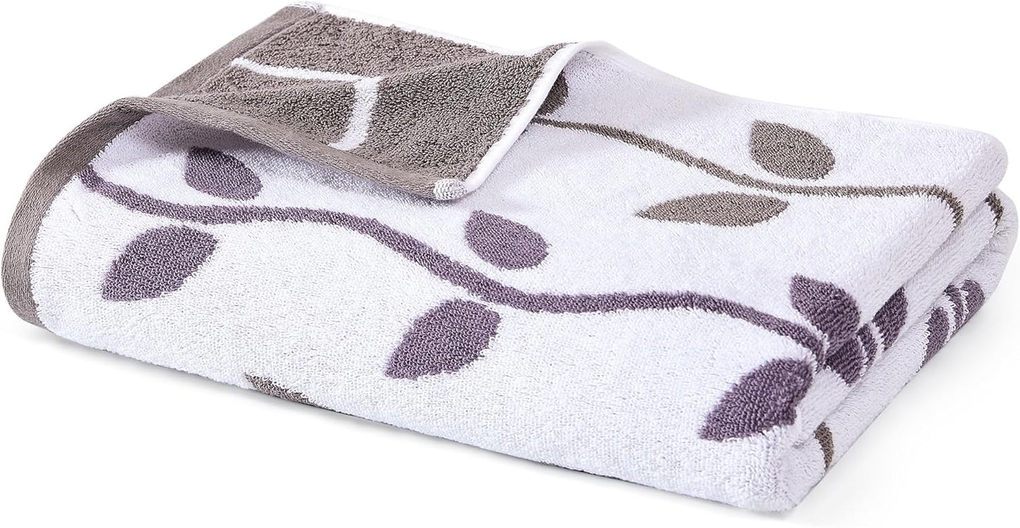 Modern Threads Organic Vines 6-Piece 100% Cotton Towel Set – Yarn Dyed Jacquard & Solid – Includes 2 Bath Towels, 2 Hand Towels, 2 Washcloths – Absorbent, Quick Dry, Soft & Durable – Lavender