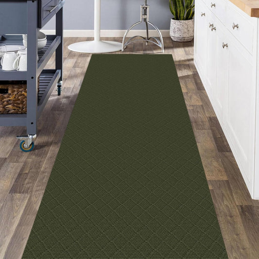 KOZYFLY Runner Rug 3x8 Ft Washable Runners for Hallways Non Slip Rubber Backed Kitchen Runners, Braided Cotton Entryway Runner Indoor, Floor Carpet for Hallway Kitchen Entryway, Dark Green