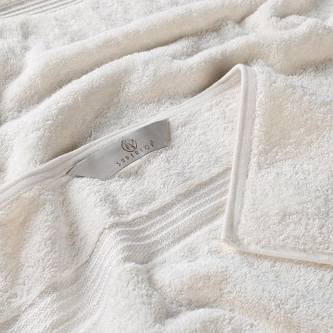 Superior Egyptian Cotton 9-Piece Towel Set, Assorted Towels for Home Bathroom, Guest Bath Decor Essentials, Includes 3 Bath, 3 Hand, 3 Face Towels/Washcloths, Quick Dry, Absorbent - Ivory