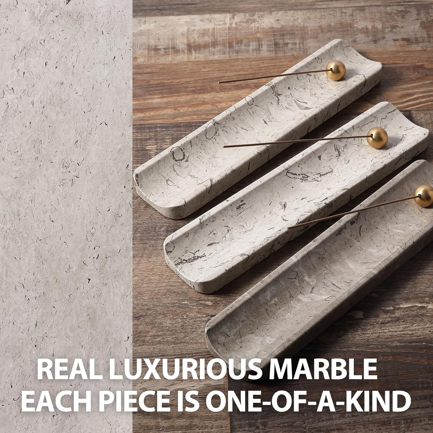 Koville Luxury Natural Marble Incense Holder, Incense Holders for Sticks, Incense Burner Holder, Ideal for Meditation and Relaxing, Easy to Clean