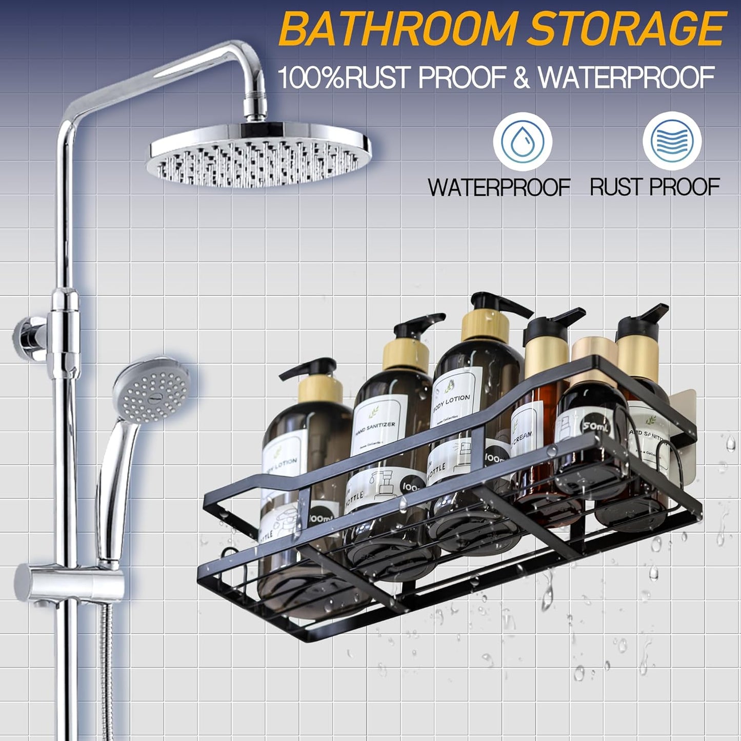 Premium 3 Pack Shower Caddy , Adhesive Bathroom Organizer And Storage Shelves , Rustproof Stainless Steel Shower Shelves With Large Capacity , Home & Kitchen Decor , No Drill , Space-Saving Design