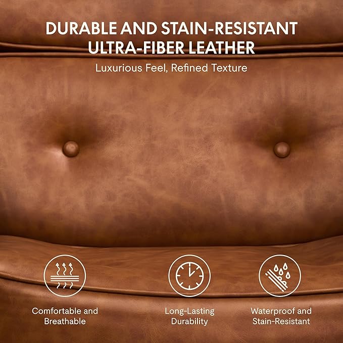 FLEXISPOT Vanity Chair with High Back Makeup Chair for Vanity Desk, Comfortable Home Office Desk Chairs 23.4 * 20.1in Wide Seat Cross Legged Office Chair with Wheels, Brown