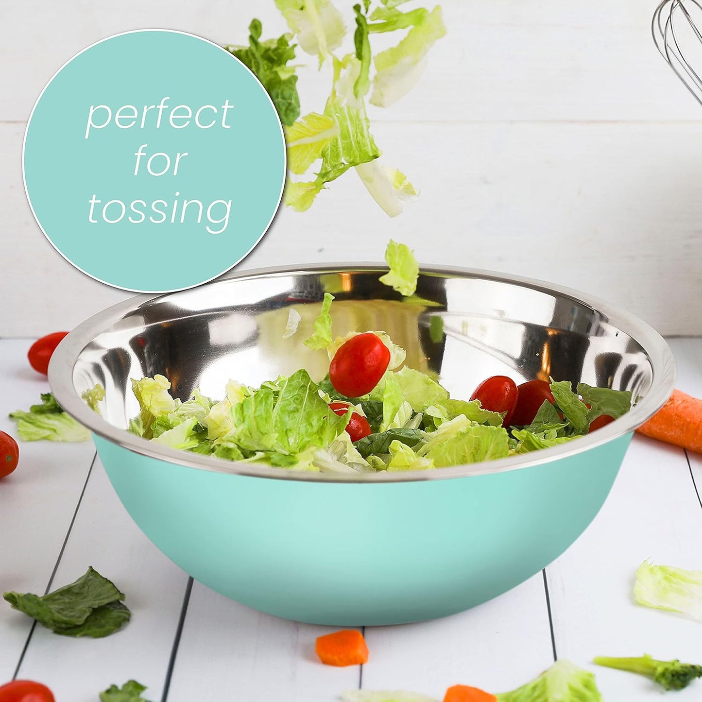 WHYSKO Meal Prep Stainless Steel Mixing Bowls Set, Home, Refrigerator, and Kitchen Food Storage Organizers | Ecofriendly, Reusable, Heavy Duty (Blue)