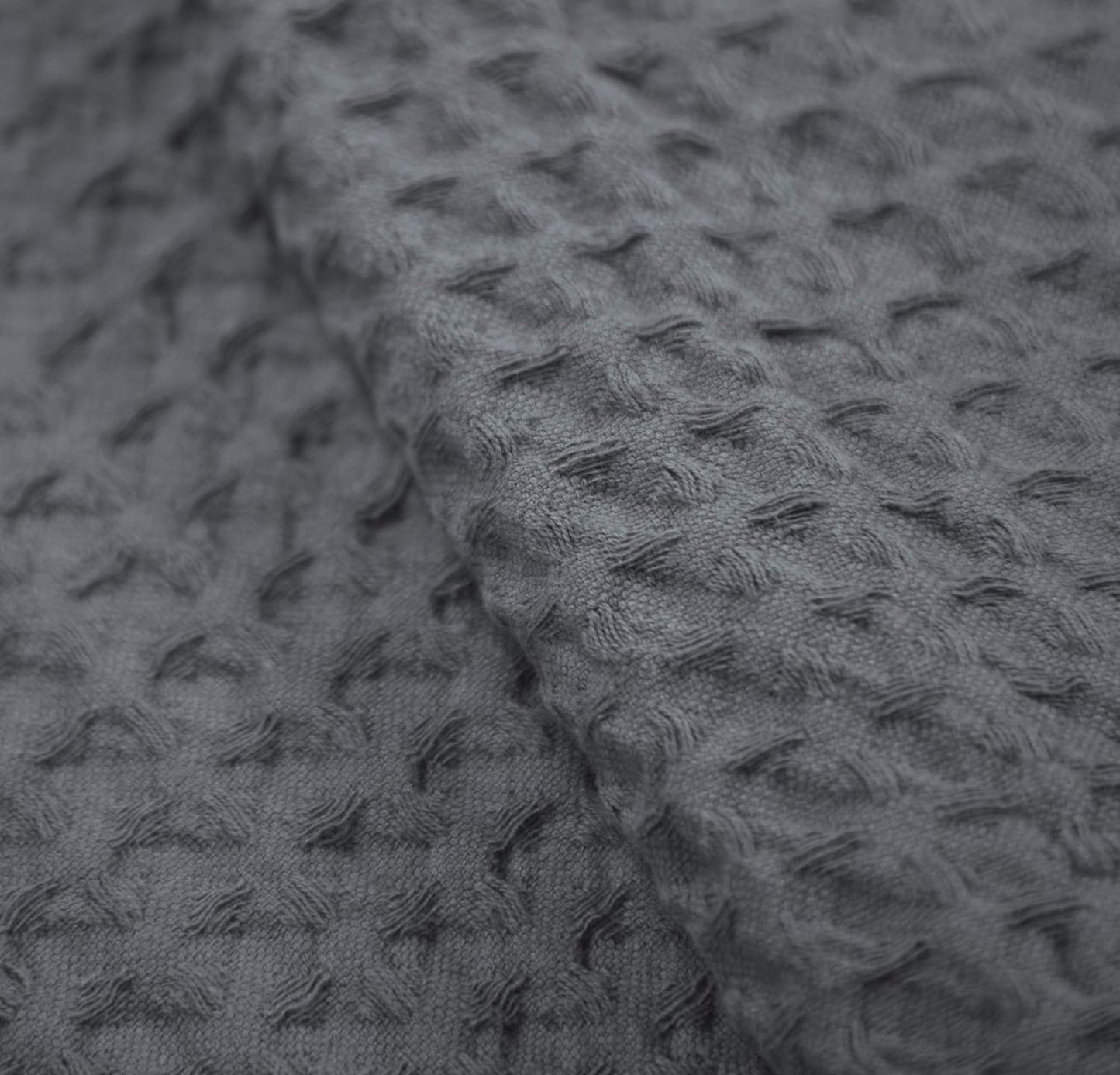 HILLFAIR 100% Combed Cotton Blanket– King Size Bed Blankets– Warm Soft All Season Breathable Lightweight Summer Blankets– Waffle Weave Home Decor Bed Blanket- Grey King Bed Cotton Blankets/Bedcovers