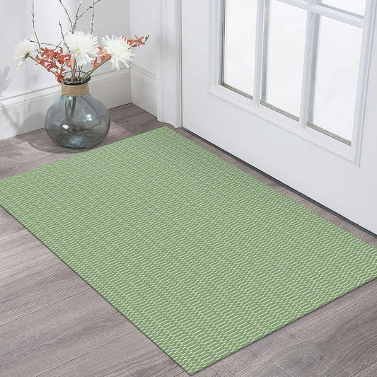 KOZYFLY Washable Area Rug 2x3 Ft Small Entryway Rug Indoor Door Mat Throw Rugs with Rubber Backing, Braided Cotton Floor Carpet for Front Entrance Bathroom Kitchen Foyer, Sage Green