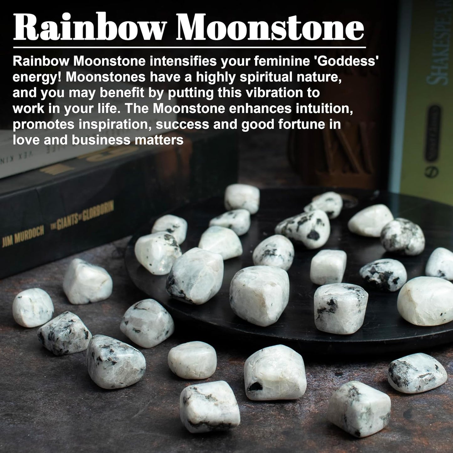 Crocon 1LB Rainbow moonstone tumbled stones and Crystals bulk 2000+ Carats natural Crystal Kit for Reiki Healing Crystal Polished, tumble stones, Chakra Balancing, Reiki Gift, Home Decor Size : 20mm