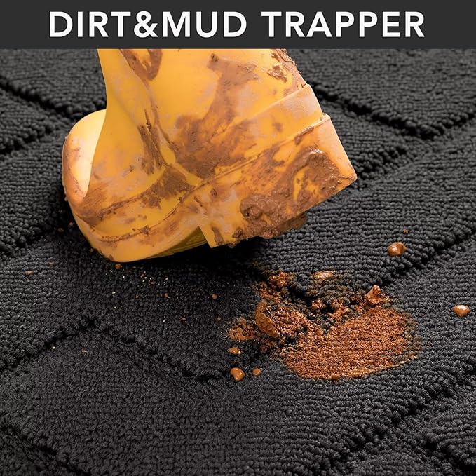 hicorfe Indoor Door Mat,Non Slip Door Mats,32"x48" Front Back Door Mat Rubber Backing,Absorbent Resist Dirt Entrance Inside Floor Mats for Entryway Washable Low-Profile(Charcoal)