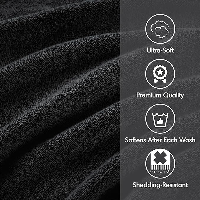 Madison Park 800GSM Bathroom Towel Set of 8 100% Cotton Bath Towel Set for Bathroom Luxurious Highly Absorbent 2 Bath Towels 2 Hand Towels 4 Washcloths Quick Dry Spa Quality Black