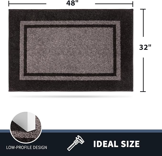 PURRUGS Dirt Trapping Door Mat 32" x 48", Non-Slip/Skid Machine Washable Entryway Rug, Shoes Scraper, Area Rug, Super Absorbent Welcome Mat for Muddy Wet Shoes and Paws, Grayish Brown & Coffee