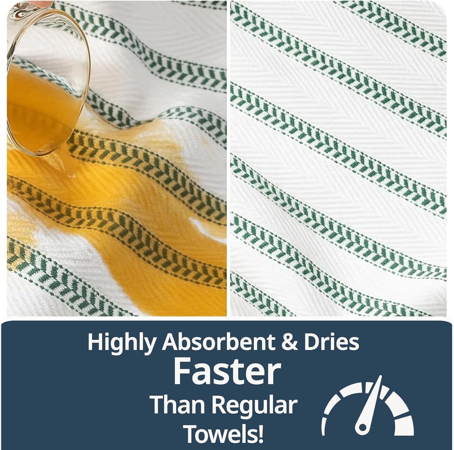 LANE LINEN Kitchen Towel Sets - 6 Pack Cotton Dish Towels for Drying Dishes, 18”x 28”, Hand Towel, Absorbent Tea Towels, Quick Drying Kitchen Towel Set - Christmas Green