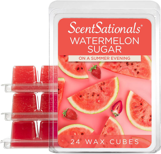 Scentsationals Wax Melts, Wax Cubes Strong Scent - Watermelon Sugar - Long Lasting Scented Wax Melts for Warmer, 10oz (24-Cubes)