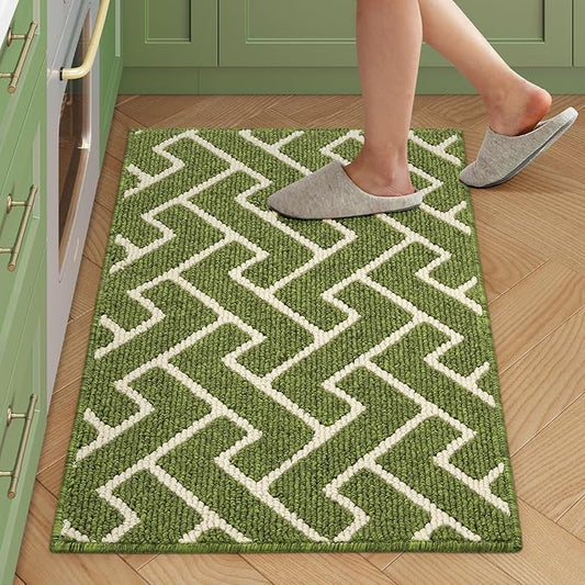 hicorfe Kitchen Rugs and Mats,Kitchen Mats for Floor,24"x35" Non Slip Runner Rug,Absorbent Resist Dirt Comfort Standing Mat Machine Washable for Entryway,Hallway,Front of Sink(Sage Green)
