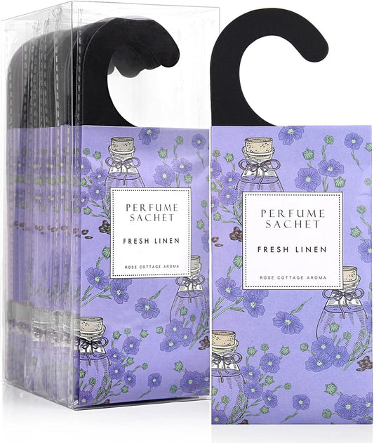 Large 12 Packs Fresh Linen Hanging Closet Deodorizer Air Freshener Long Lasting Scented Sachets Smell Goods for House