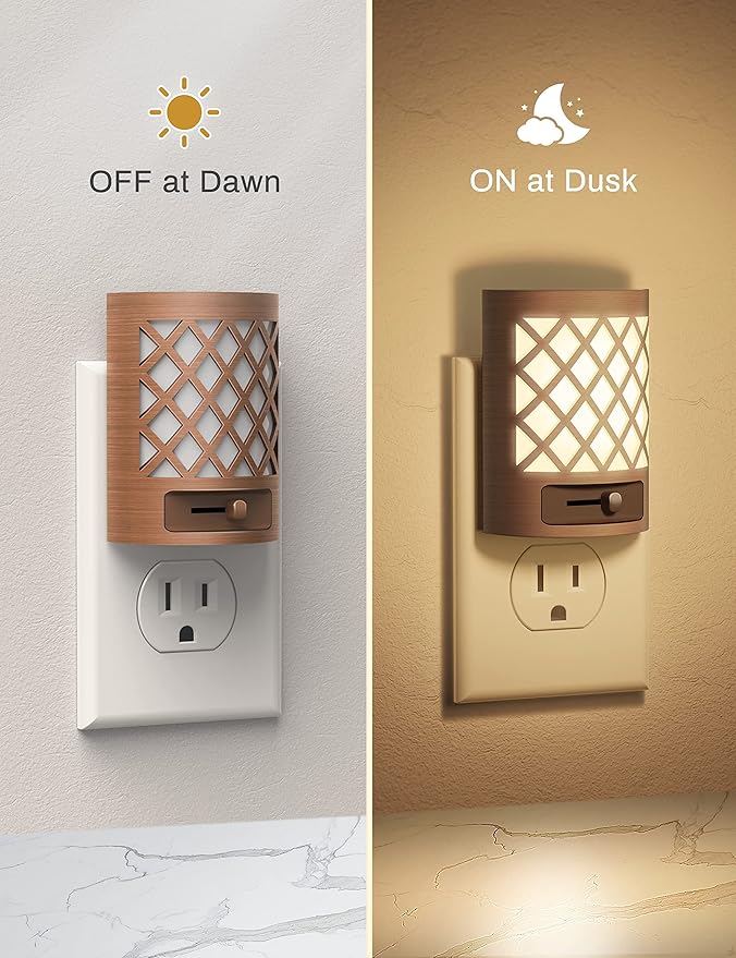 Night Light, Nights Lights Plug Into Wall [2 Pack], Plug in Night-Light, Nightlight, Dusk to Dawn Sensor, Adjustable Brightness Nightlights for Bathroom, Hallway, Stairway, Soft White