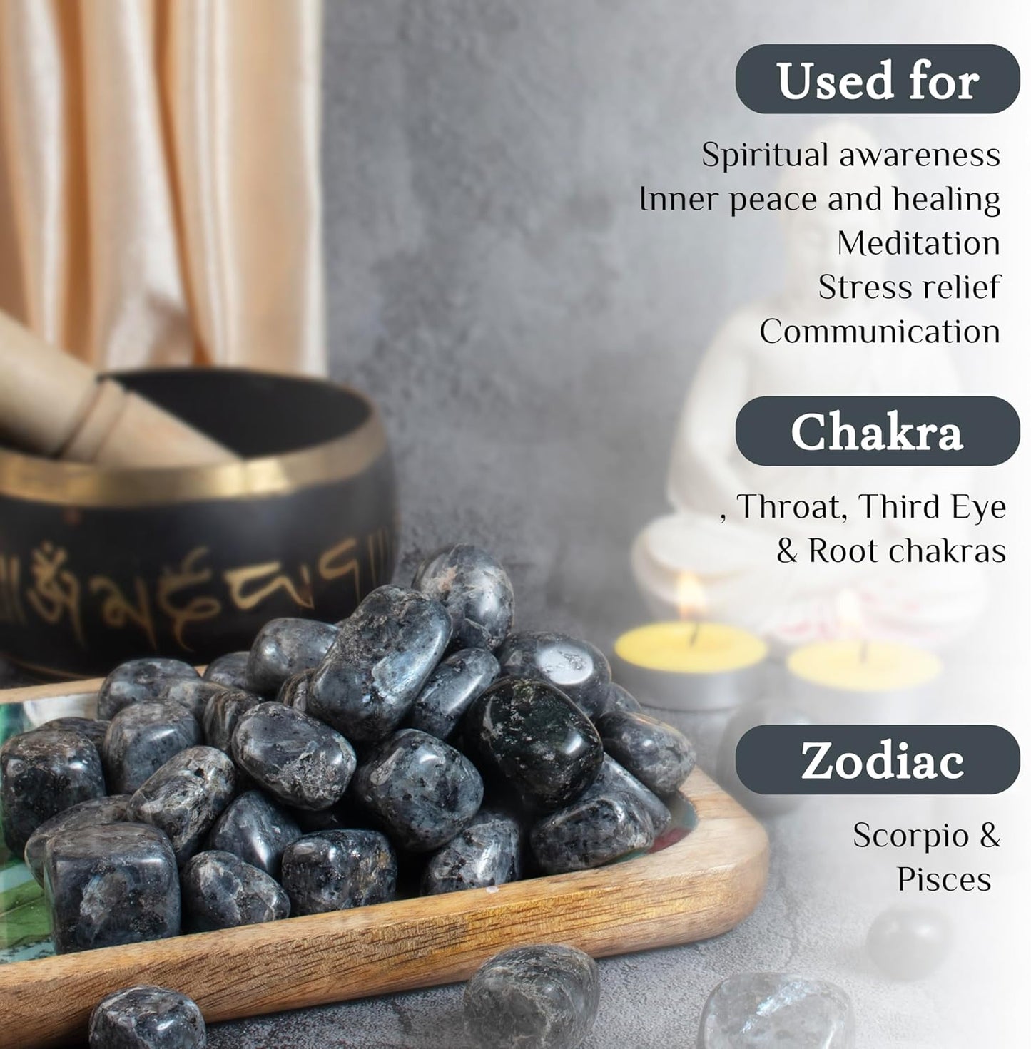 Crocon Stones Set Pocket Crystal Healing Gemstones Tumble Collection Palm Stone Good Luck Charm Gift Craft Home Decor 1 LB… (Larvikite tumble, 1 LB)