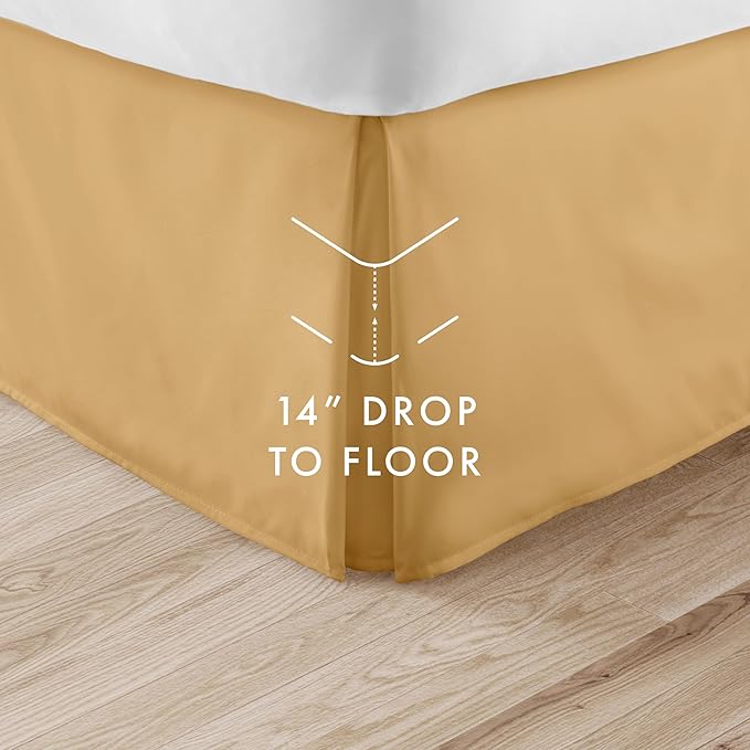 Linen Market Bed Skirt - Ultra Soft Microfiber - Easy Fit with 14 Inch Tailored Drop - Hotel Quality, Shrinkage & Fade Resistant - Bed Cover - Cal King Bed Skirt - Bedroom Décor - (Cal King, Gold)