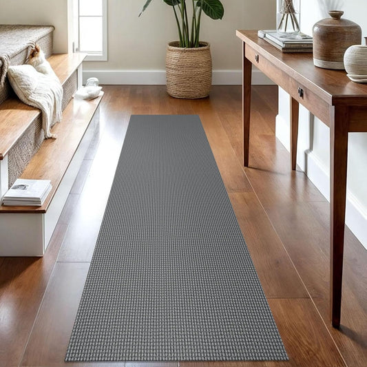 IOHOUZE Washable Runner Rug 2x8 Non Slip Rubber Backed Hallway Runner Entryway Runner Indoor, Kitchen Rugs Woven Cotton Floor Carpet for Kitchen Hall Entrance Bedroom, Dark Grey