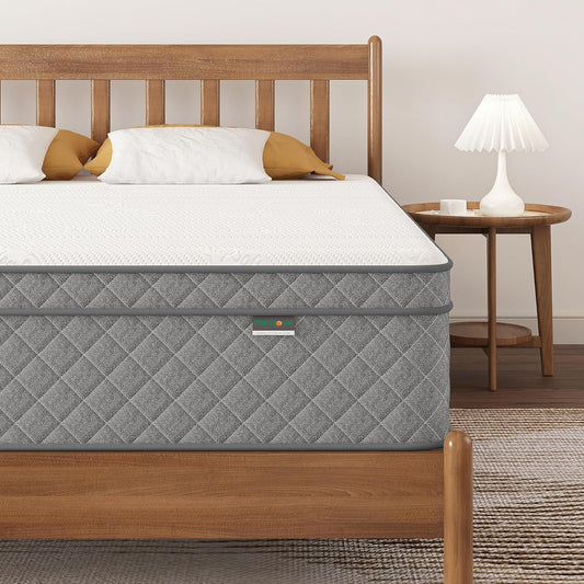 King Mattress, 12 Inch Hybrid King Size Mattress with Cooling Gel Memory Foam and Pocket Springs, CertiPUR-US Certified, Medium Firm