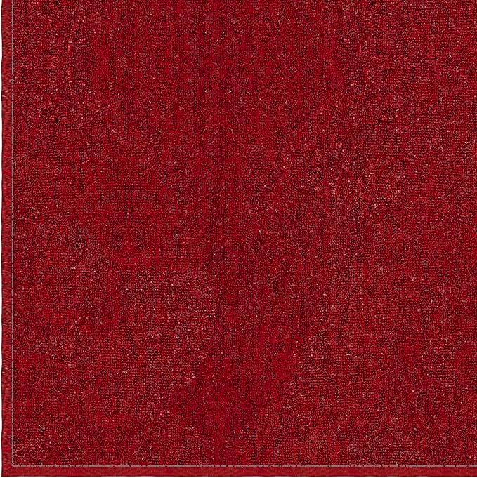 Ottomanson 2'7" x 5' Ultra-Thin Area Rug Durable Non-Slip Carpet for High-Traffic Areas - Fits Under Doors for Easy Use - Ideal for Living Room, Bedroom, Kitchen, Bathroom & Entryway, Red