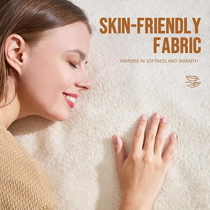 Hobestluk 4FT Bean Bag Chairs for Adults Large Beanbag Chair with Plush Faux Fur Cover Big Bean Bag Chair for Living Room Bedroom Dorm Office - White (44” x 44” x 24”)