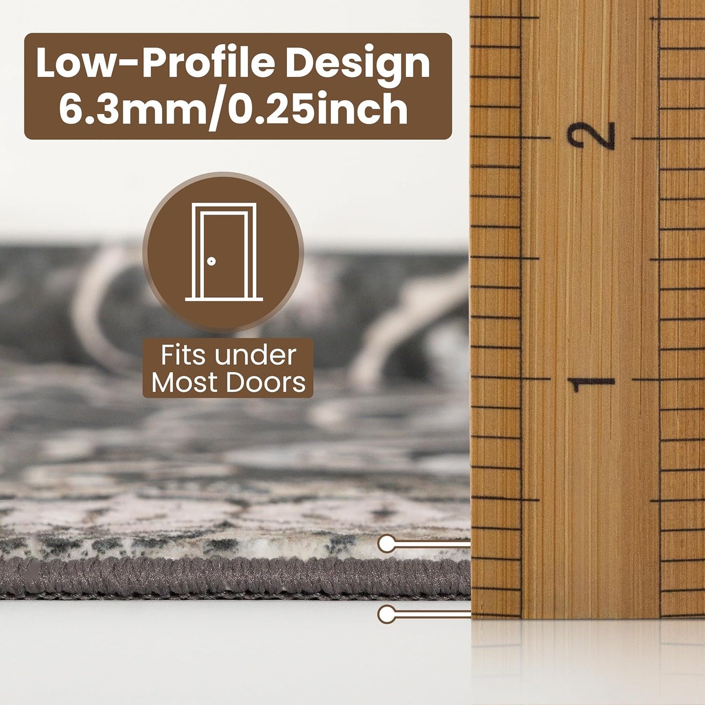 Washable Runner Rug 2.5x8 | Non Slip Rug Runners for Hallways, Entryways, Kitchens, Bathrooms, Bedrooms | Ultra-Soft Flannel Carpet Runners with Rubber Backing (Black Cream, 2.5x8)