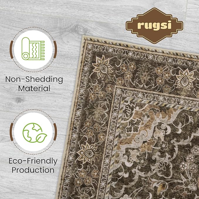 Washable Runner Rug 2x6 | Non Slip Rug Runners for Hallways, Entryways, Kitchens, Bathrooms, Bedrooms | Ultra-Soft Flannel Carpet Runners with Rubber Backing (Dark Sage, 2x6)