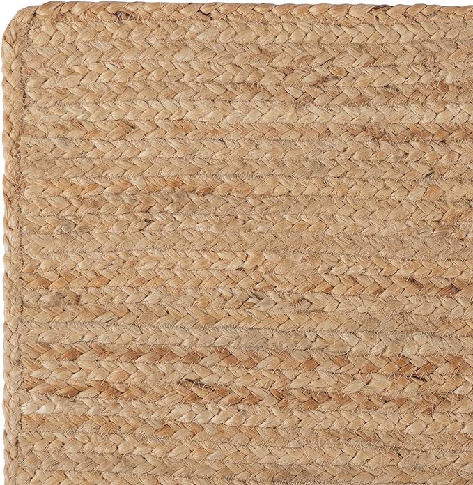 REDEARTH · Rectangular Area Rug - 4'x6' Braided Natural Jute with Non-Skid Backing - Handwoven Boho Rug for Bedroom, Kitchen, Living Room - Farmhouse Aesthetic Home Decor - Durable Handmade Rug