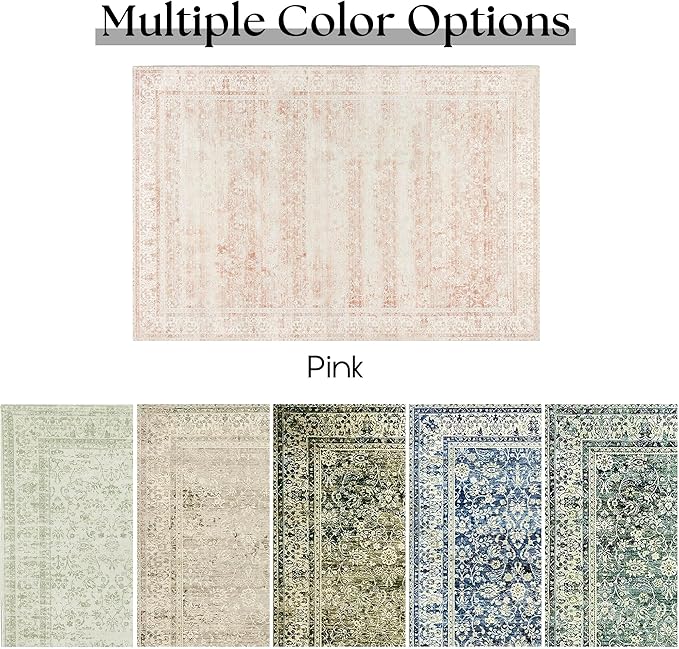 Pink Boho Runner Rugs for Hallway Kitchen Bathroom Washbale Non Slip Cute Bed Side Bedroom Floor Laundry Room Rug Runners,3x7