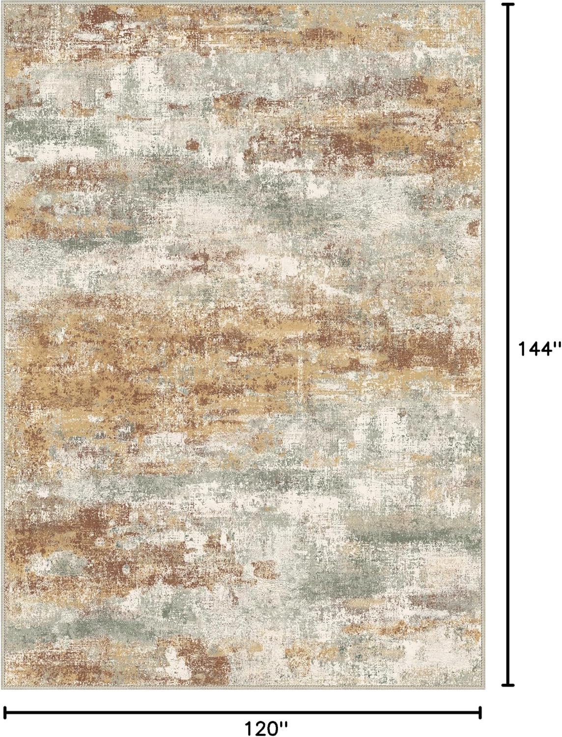 Area Rugs 10x12 for Living Room Bedroom, Modern Abstract Machine Washable Rug, Large Soft Low Pile Floor Cover with Non Slip Backing for Dining Room, Orange Green