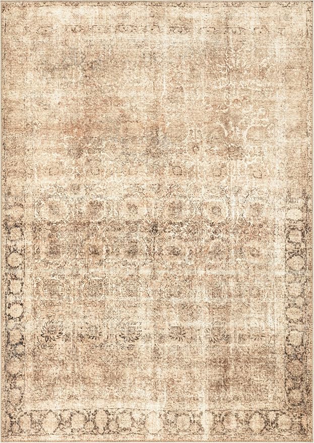 Keen Home Design 8x10 Rug - Machine Washable Area Rug with Non-Slip Backing, Ideal for Living Room, Dining Room, Bedroom - Vintage, Easy Clean, Durable, Low Pile - (8' x 10')