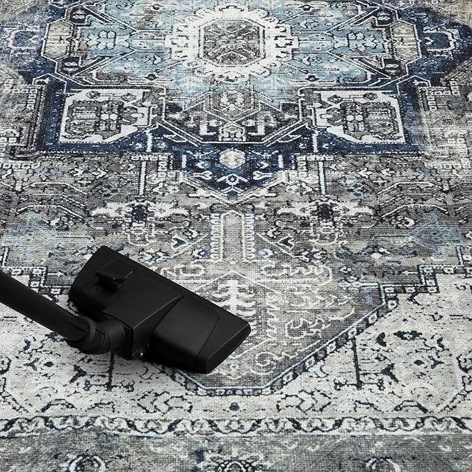 Keen Home Design 4x6 Rug - Machine Washable Area Rug with Non-Slip Backing, Ideal for Living Room, Dining Room, Bedroom - Vintage, Easy Clean, Durable, Low Pile - (4' x 6')