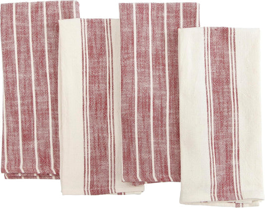 KAF Home Natural Rustic Farmhouse Slubbed Kitchen Towel | 100% Cotton Dish Towel, 18 x 28 Inches | Soft and Absorbent (Wine, 18 x 28-4 Pack)