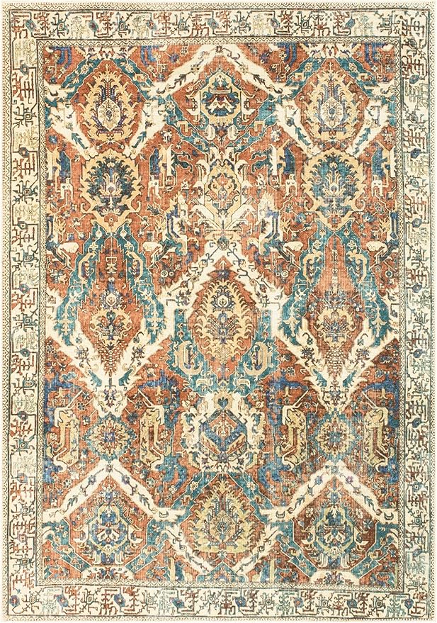 Keen Home Design 3x5 Rug - Machine Washable Entry Rug with Non-Slip Backing, Ideal for Enteryway, Kitchen, Bathroom, Laundry Room - Vintage, Easy Clean, Durable, Low Pile Rug - (3' x 5')