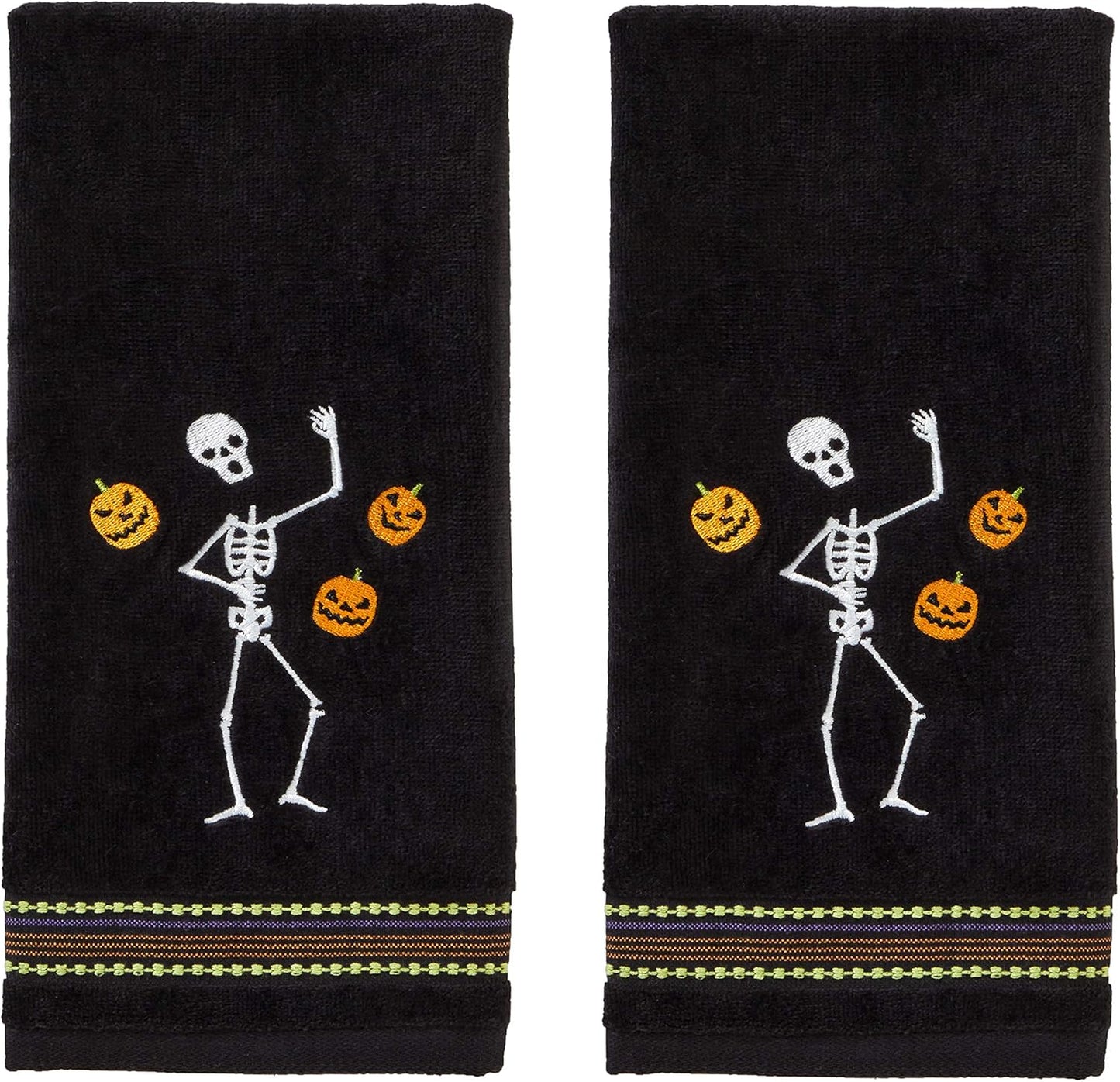 SKL Home Halloween Juggling Skeleton Hand Towel Set for Bath/Kitchen/Bar & Gift, 2 Count