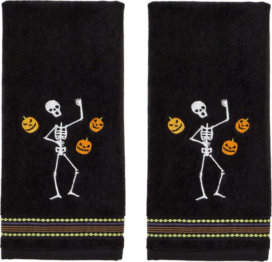 SKL Home Halloween Juggling Skeleton Hand Towel Set for Bath/Kitchen/Bar & Gift, 2 Count