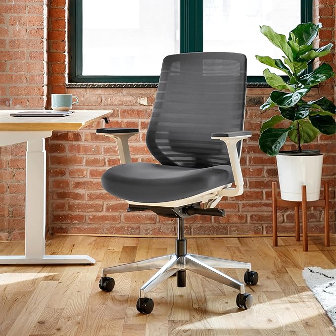 Branch Ergonomic Chair - A Versatile Desk Chair with Adjustable Lumbar Support, Breathable Mesh Backrest, and Smooth Wheels - Experience Optimal Comfort and Support - Graphite - White