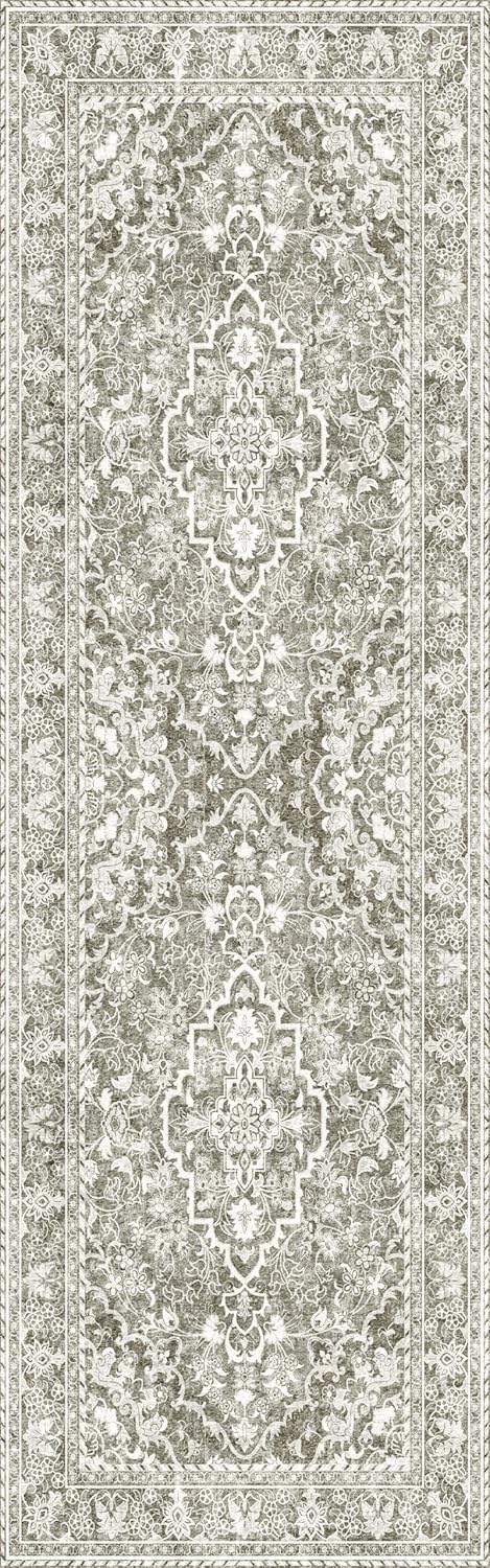 Washable Runner Rug 2.5x8 | Non Slip Rug Runners for Hallways, Entryways, Kitchens, Bathrooms, Bedrooms | Ultra-Soft Flannel Carpet Runners with Rubber Backing (Sand, 2.5x8)