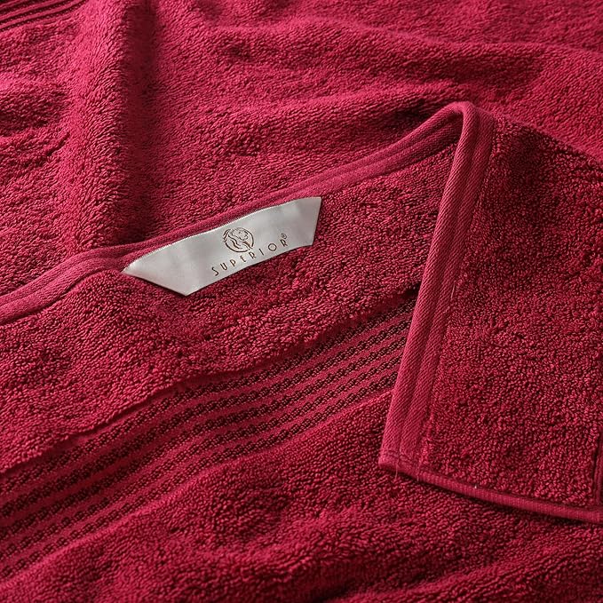 Superior Egyptian Cotton 9-Piece Towel Set, Assorted Towels for Home Bathroom, Guest Bath Decor Essentials, Includes 3 Bath, 3 Hand, 3 Face Towels/Washcloths, Quick Dry, Absorbent - Burgundy