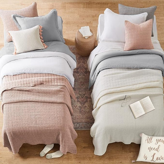 Levtex Home - Mills Waffle - Twin Quilt Set - Blush Cotton Waffle - Quilt Size (68 x 86in.), Sham Size (26 x 20in.)