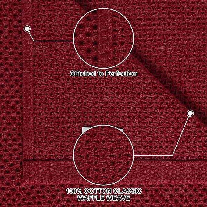 Homaxy 100% Cotton Kitchen Towels and Dishcloths Set, 12 x 12 Inches and 13 x 28 Inches, Set of 8 Bulk Kitchen Towels Set, Ultra Soft Absorbent Dish Cloths for Washing Dishes, Burgundy