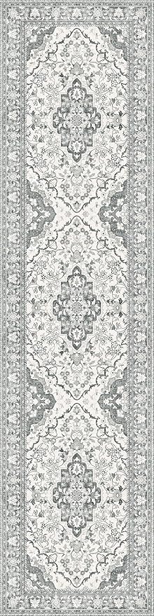 Washable Runner Rug 2.5x8 | Non Slip Rug Runners for Hallways, Entryways, Kitchens, Bathrooms, Bedrooms | Ultra-Soft Flannel Carpet Runners with Rubber Backing (Beige, 2.5x8)