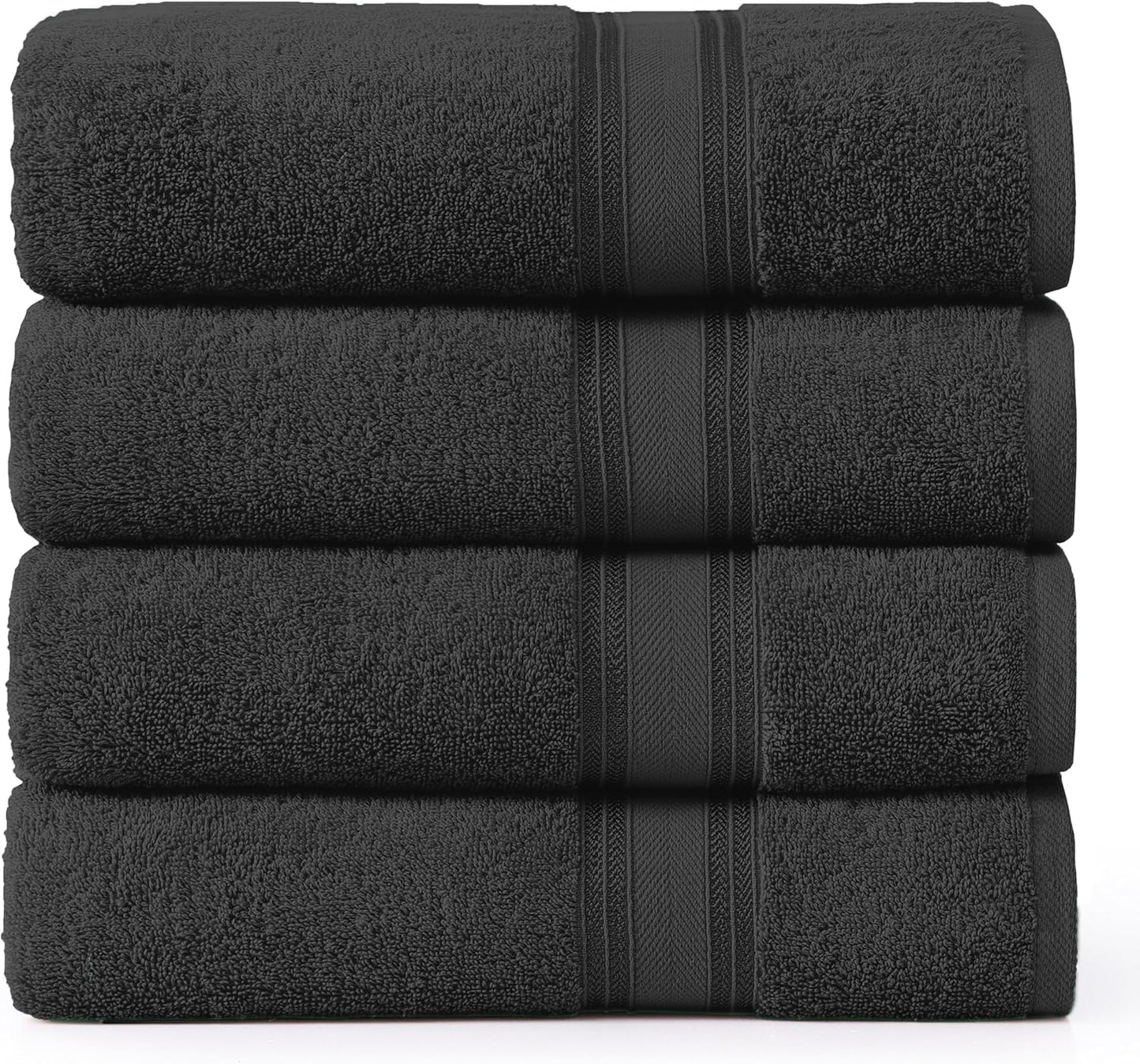LANE LINEN 100% Cotton Bath Towels 4 Pack (30"x60") - Zero Twist, Mercerized Cotton Large Towel Set for Bathroom - Quick Dry, Soft & Absorbent Large Bath Towel Set - Oeko Tex Certified - Black Towels