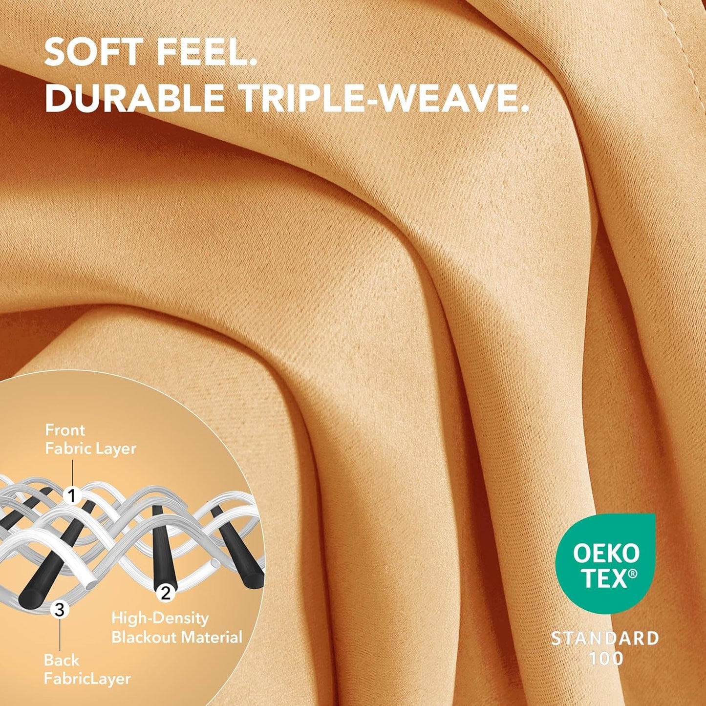 Deconovo Room Darkening Blackout Curtains, Thermal Insulated Noise Reducing Window Drapes for Bedroom, Set of 2, Each 42x95 Inch, Orange Flame